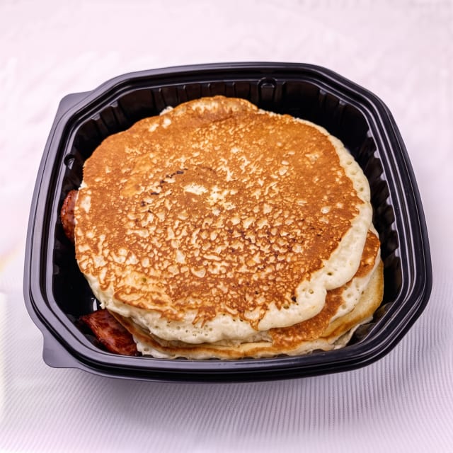Buttermilk Pancakes Served with Eggs & Meat.