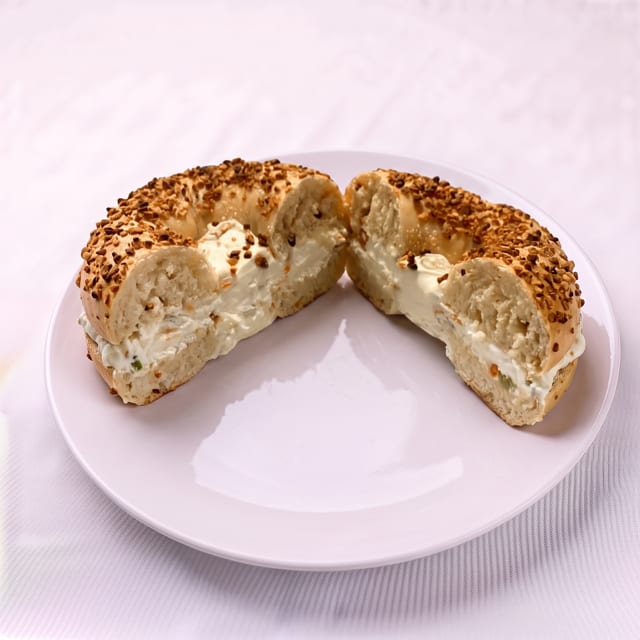 Bagel with Vegetable Cream Cheese.